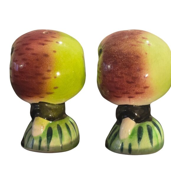 Vintage Anthropomorphic fruit  Salt & Pepper Shakers Apple Head Japan 1950s - Picture 7 of 9